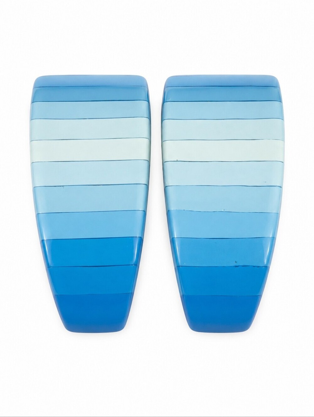 Vintage 1980s Stacked Blue Ombre Gradient Acrylic Half Hoop Festival Earrings